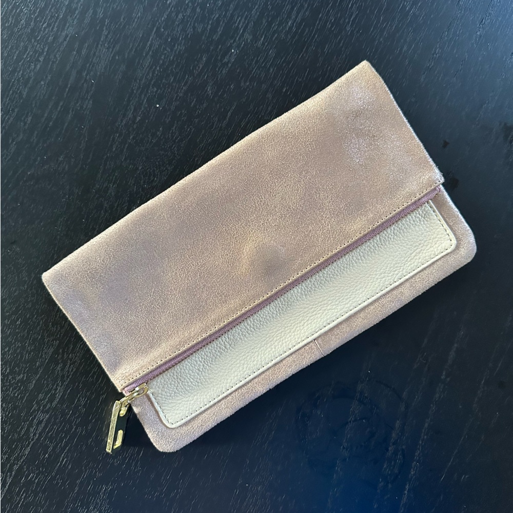 Rose Gold Leather Clutch